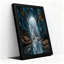 Art mural sur toile, "Blue Ice Cave" avec taches orange et reflet de l'eau-1285408412