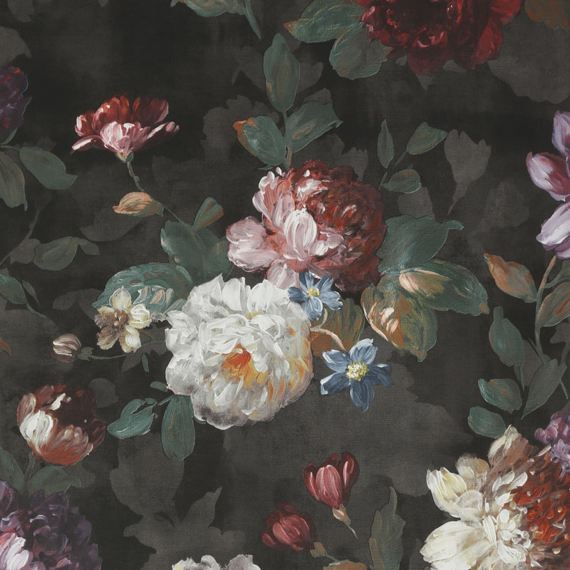 Erique Floral Wallpaper Roll, Black