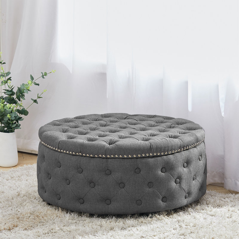 Linen Upholstered Bench, Grey