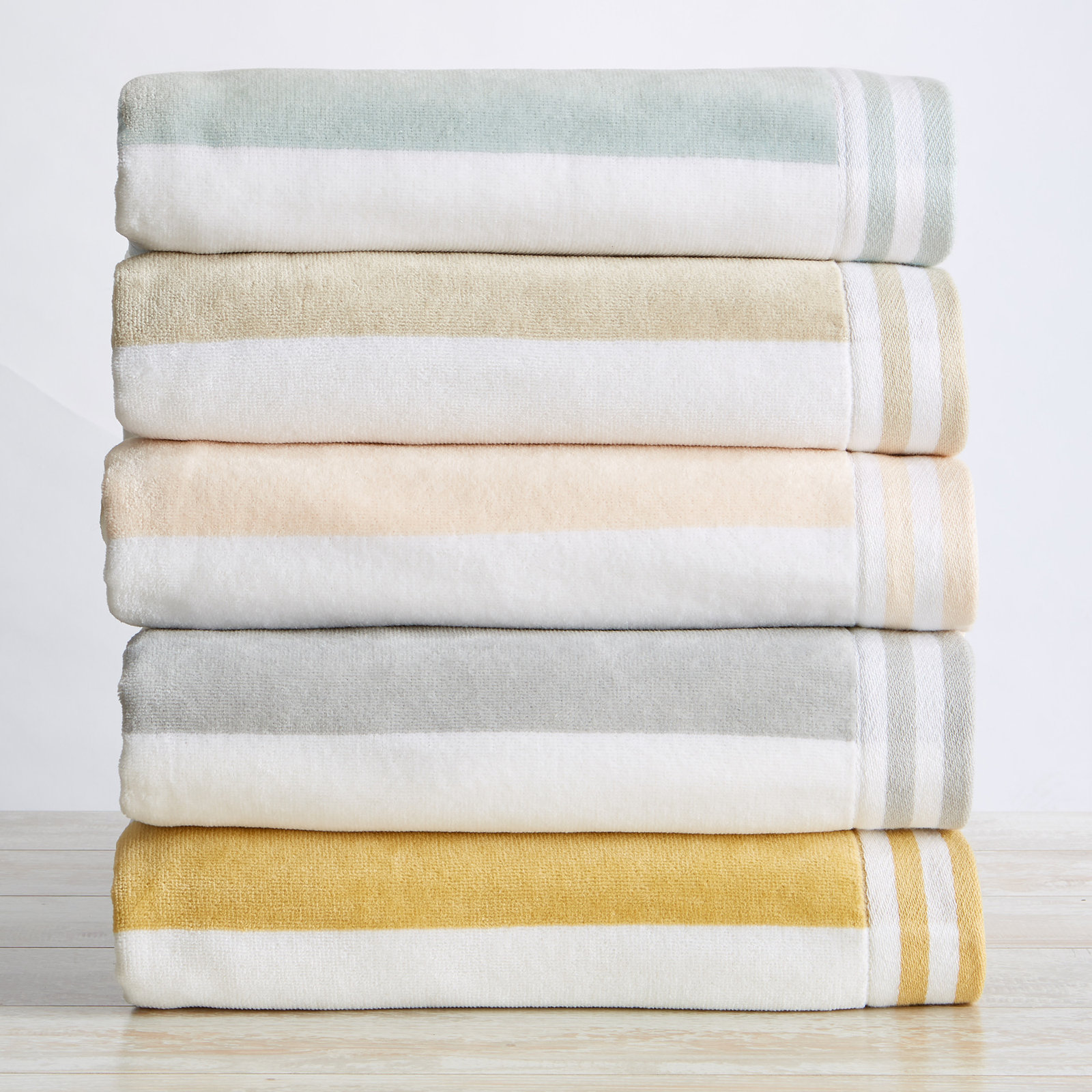 Edgartown Striped Cotton Beach Towels, Light Blue
