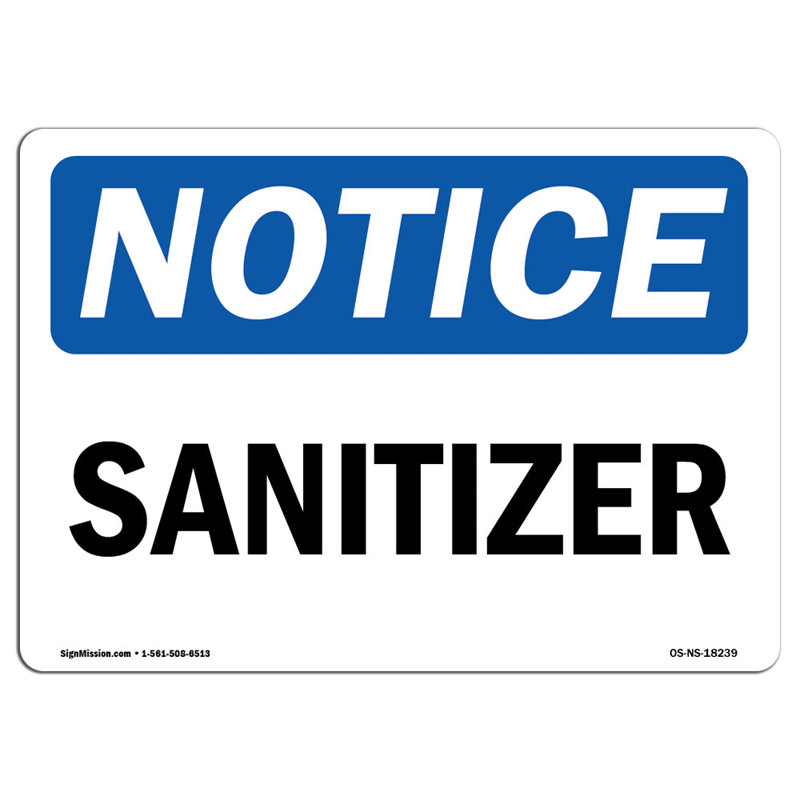 Enseigne de désinfectant en aluminium 18 x 24, H 18 po x l 24 po x P 0,1 po