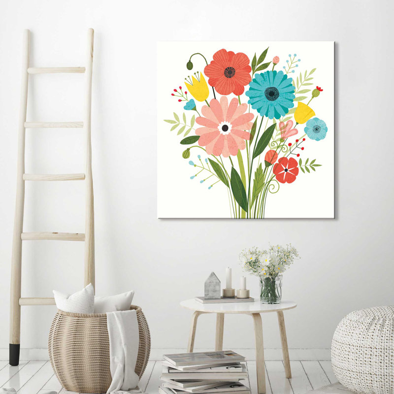 « seaside bouquet ii », reproduction d’impression sur toile tendue en blanc/vert, H 28 po x l 28 po x P 1,5 po, Toile tendue