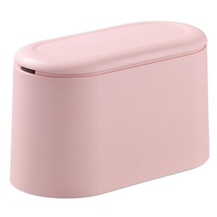 Mini poubelle de comptoir 0,5 gallon avec couvercle pour bureau Petite poubelle rose