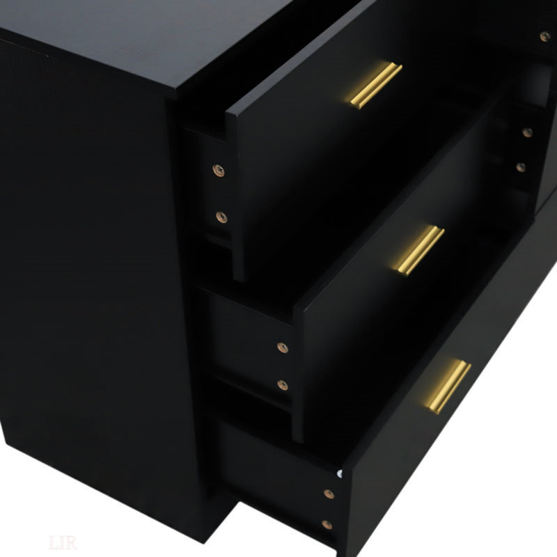 Commode moderne à 6 tiroirs pour la chambre à coucher - Vaste commode de rangement, Noir