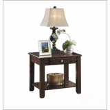 Contemporary End Table with Drawer and Shelf Dark Cherry Finish Wooden Furniture 1pc