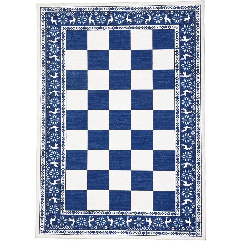 Tapis rouge, tapis à carreaux lavable pour décorations de Noël, tapis antidérapant doux pour la cuisine, vestibule