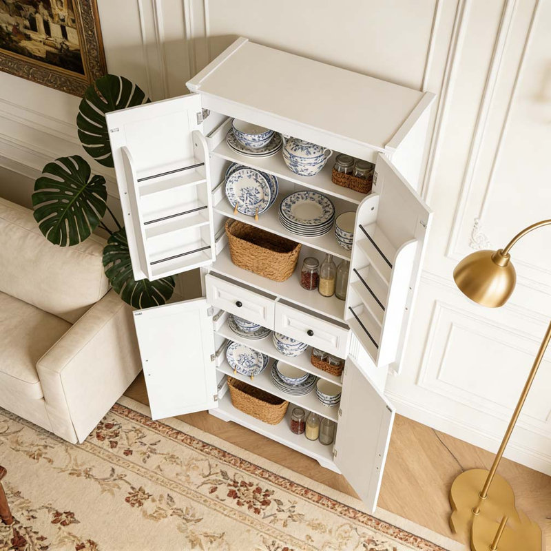 Grand garde-manger 71 po avec 3 armoires coulissantes 71 po, Blanc