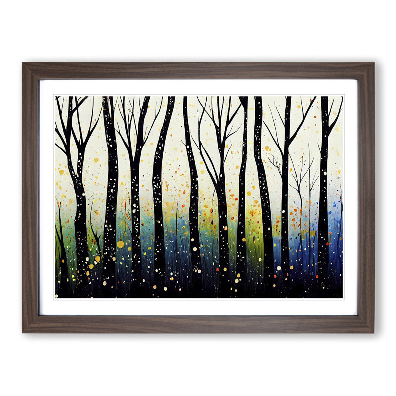 Spring Forest Paint Splash Vol.3 Abstract - Framed Print, 25cm H x 34cm W x 2cm D, Walnut Framed