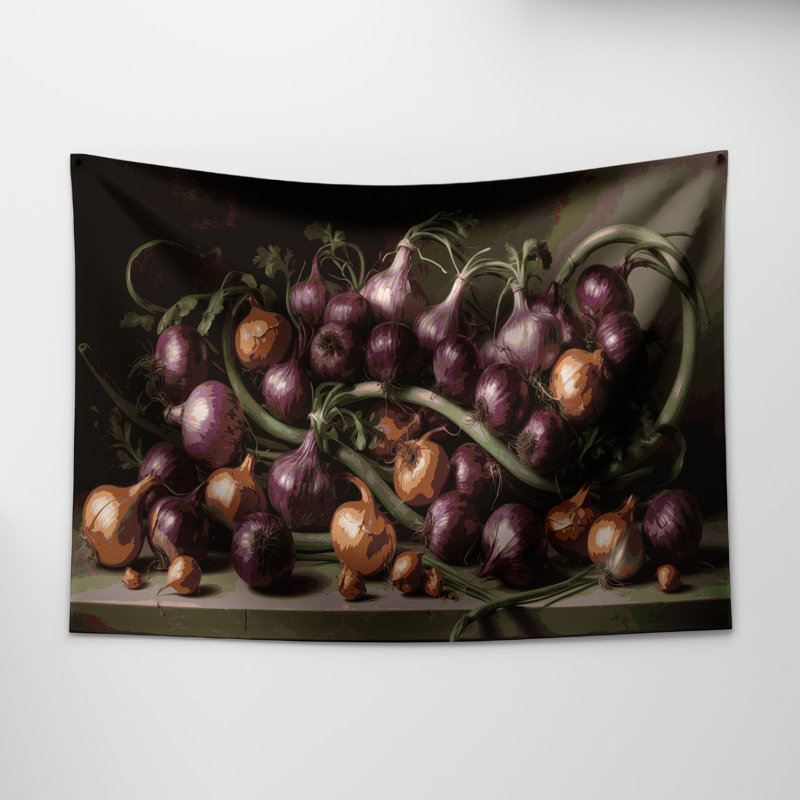 Tapisserie murale légumes et échalotes, 51 po x 60 po