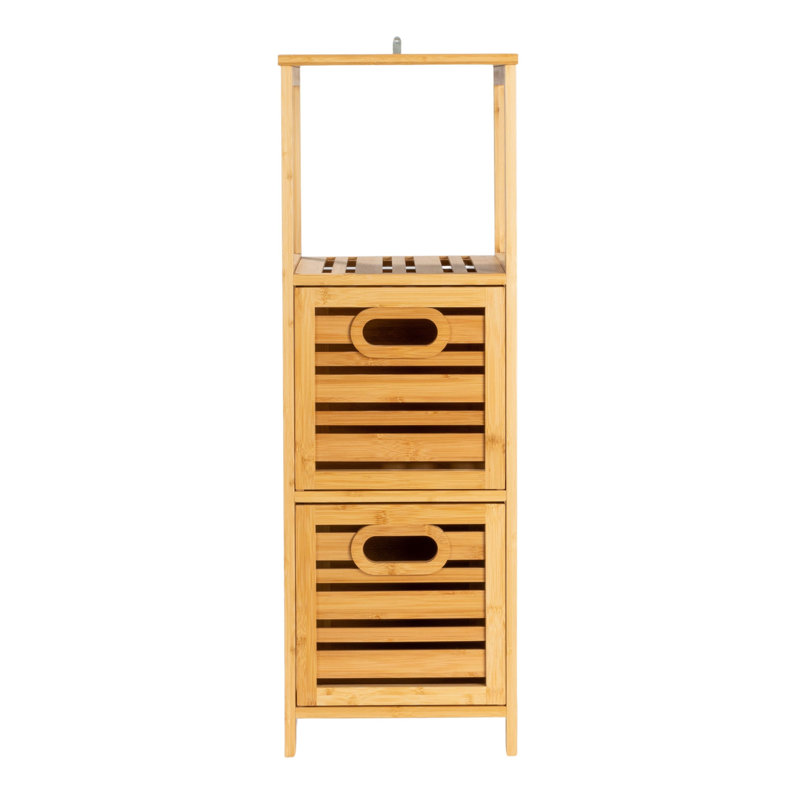 Étagère à lattes 3 niveaux avec caisses DarcyBamboo, naturel
