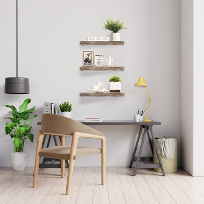 Ensemble de 2 tablettes flottantes longues avec fixation invisible Sorbus - gris