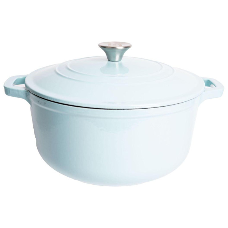 Cocotte ronde en fonte émaillée Lexi Home, 6 pintes, Bleu clair