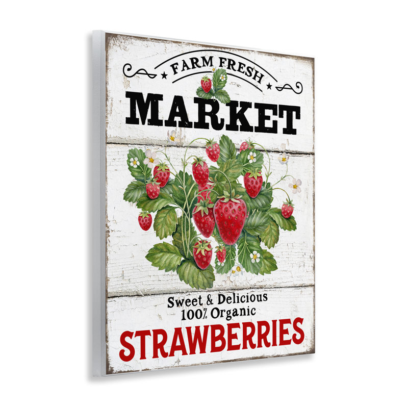 "Farm Fresh Strawberries", art mural sur bois par Creatif Belle