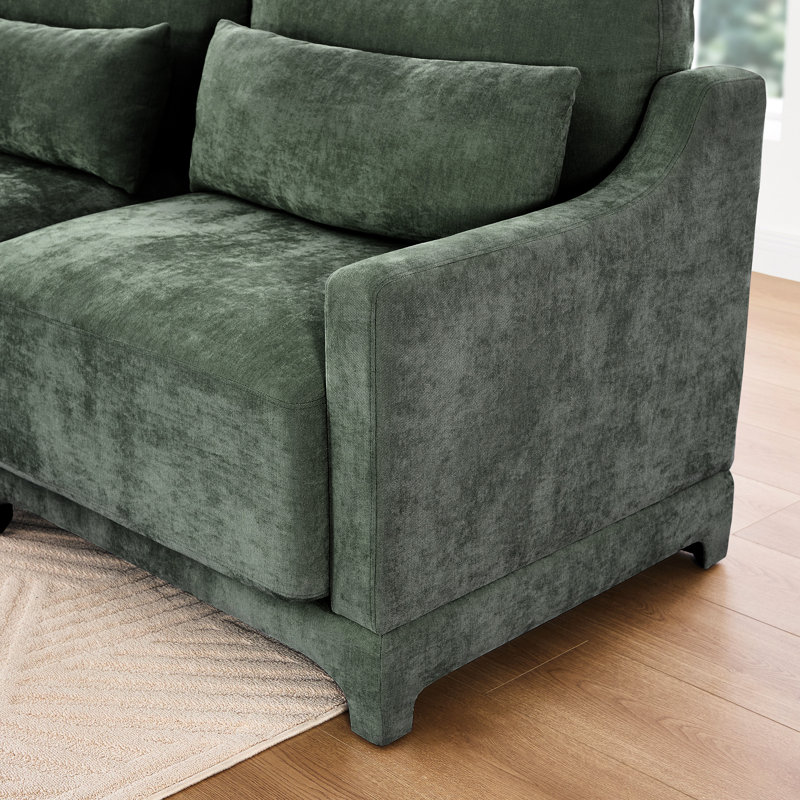 Trois places assises, matériau en chenille, 3, haute résilience, ergonomie, facile à installer, beige et mobile, Green