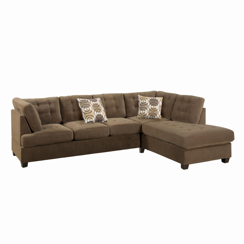 Rihann Upholstered L-Shaped Sectional Reversible, Truffle