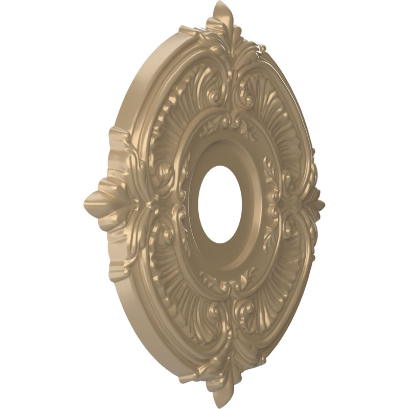 Attica Thermoformed PVC Ceiling Medallion, 16" H x 16" W x 1" D, Universal Metallic Champagne Mist