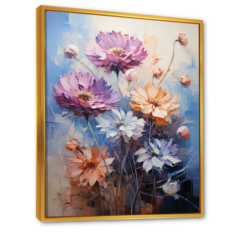 Cornflowers mauve Expression - impressions sur toile, H 32 po x l 24 po x P 1 po, Cadre flottant doré