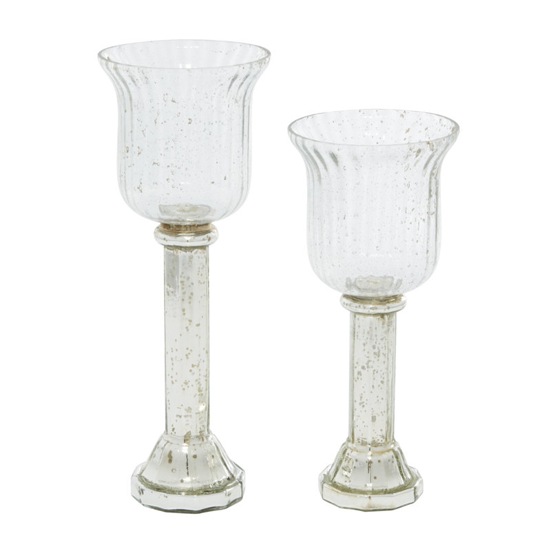 Ensemble de lampes ouragan en verre avec finition en verre mercurisé