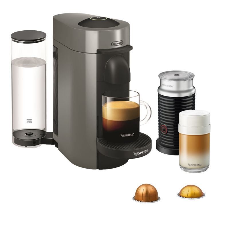 Nespresso VertuoPlus Espresso Machine by De'Longhi with Aeroccino Milk Frother, Gray