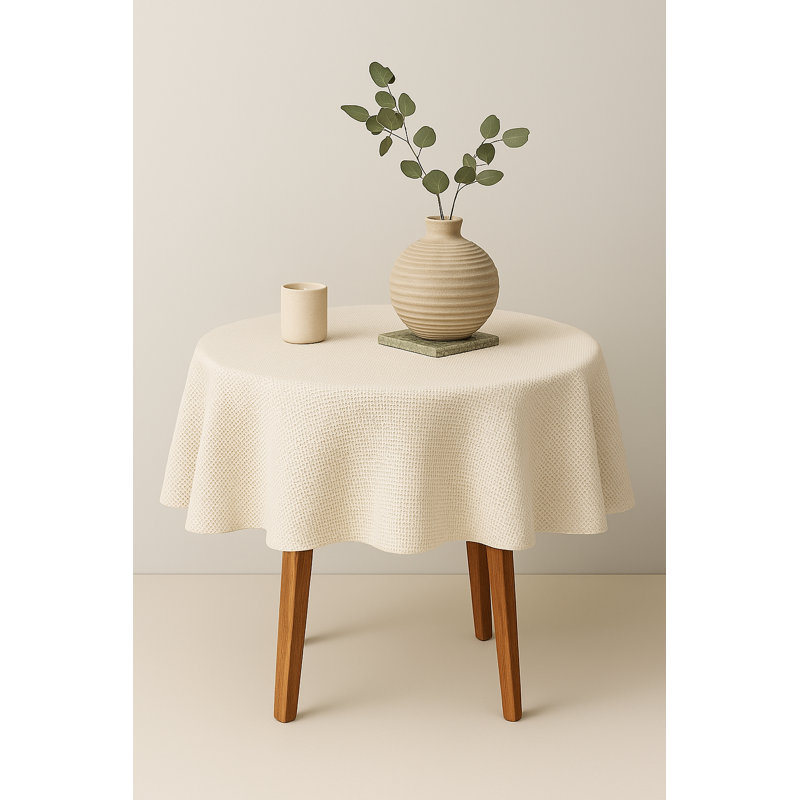 Nappe Waffle Weave, Rond 72 po, Ivoire ivoire