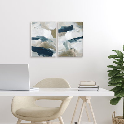 Neutral Strokes Abstraction 2pc Canvas Set, design by Hannah Dawson