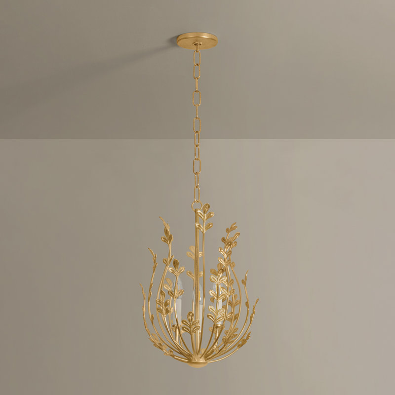 Troy Lighting Delmore 14.5 inch wide 3 Light Chandelier in Vintage Gold Leaf, 22.75" H x 45" W x 45" D, 3 Lights
