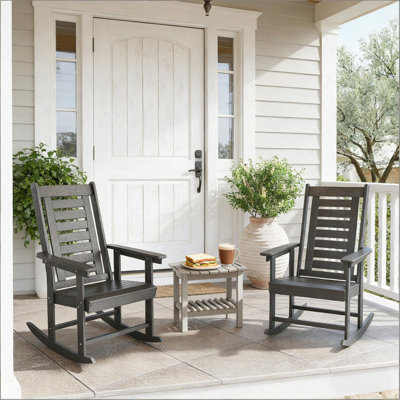 Wide Armrests Chairs,2 Pieces Outdoor Rocking Chairs