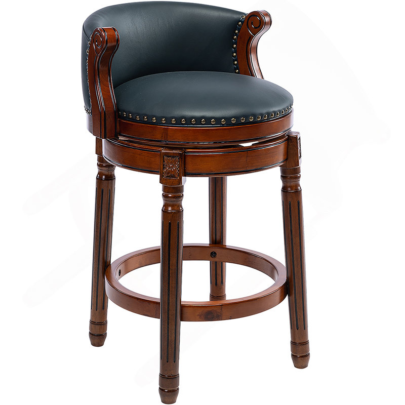 Tabourets de bar en bois avec dessus de vache, chaise pivotante à 360 degrés, Bleu