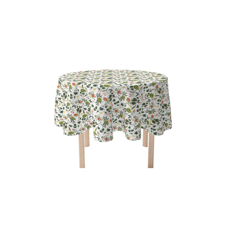 Flowers and Leaves Tablecloth, 90" x 90"