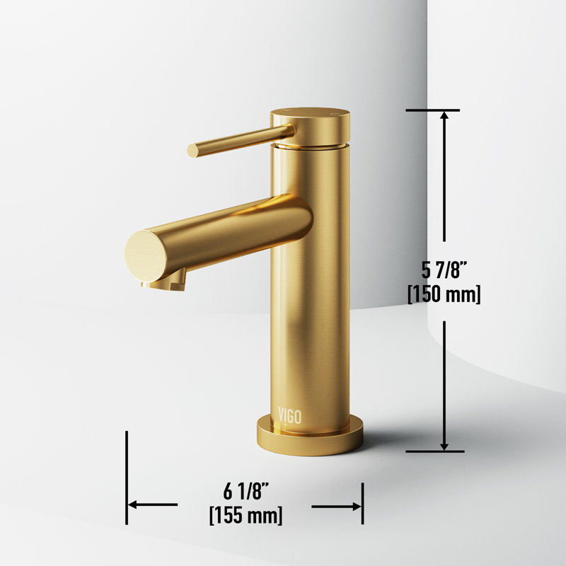 Robinet pour salle de bain à poignée simple à un trou H 6 po Jewel, Or brossé mat