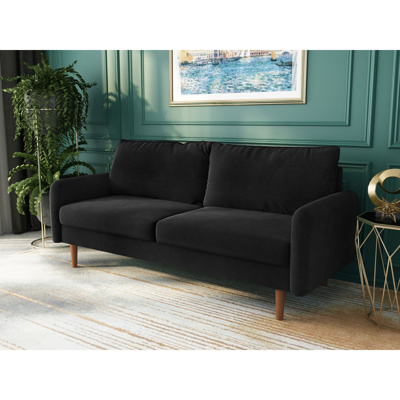 Azelin 70" Round Arm Sofa, Black