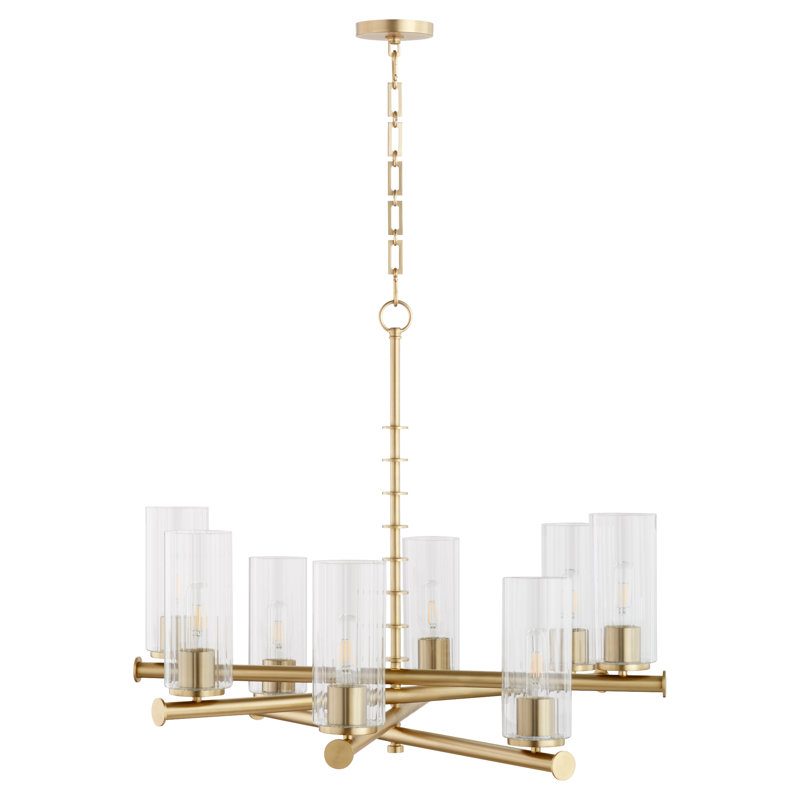 MERCIER 8 Light Chandelier, Aged Brass