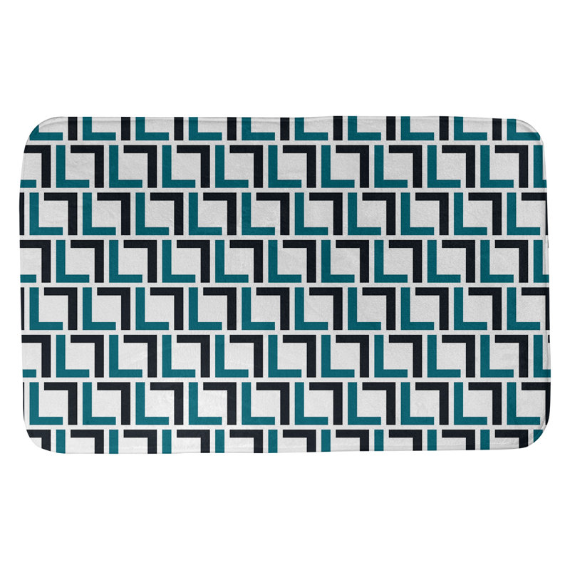 Tapis pour salle de bain Baltimore, l 17 po x L 24 po, White/Teal/Black