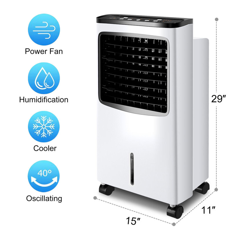 Compact White and Black Portable Air Cooler with Remote Control