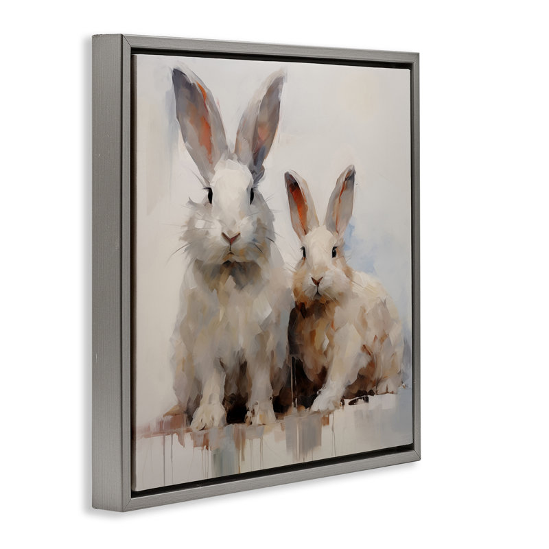  "Fluffy Spring Rabbits" par Arlington Prints, H 25 po x l 25 po, Cadre flottant gris lustré
