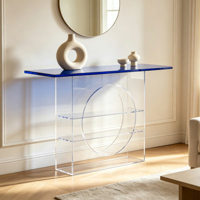 Clear Blue Acrylic Console