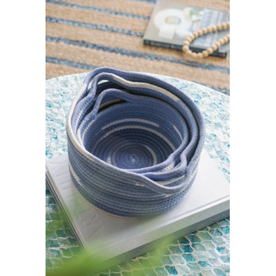 S/3 Longshore Tides Fabric Decorative Basket L:9.5x9.5x5.0" M:8.5x8.5x4.5"  S:8.0x8.0x3.5"