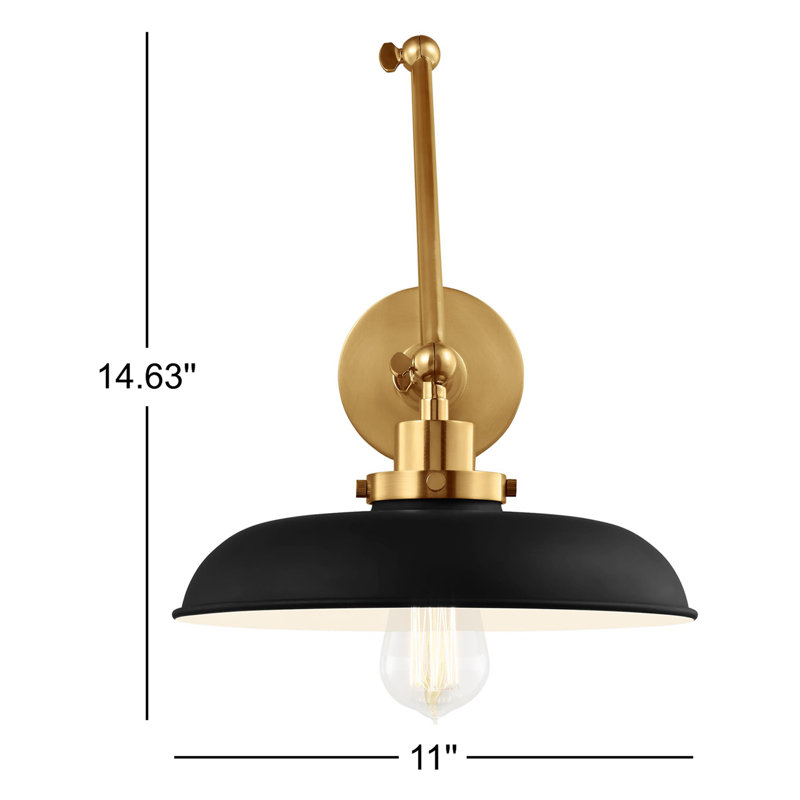 Wellfleet Double Arm Wide Task Sconce, Burnished Brass, Midnight Black