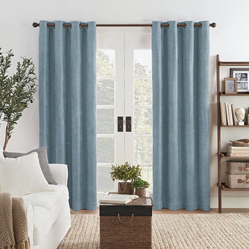 Aniyahlee Polyester Blackout Curtain Panel, Medium Blue, 50" W x 63" L