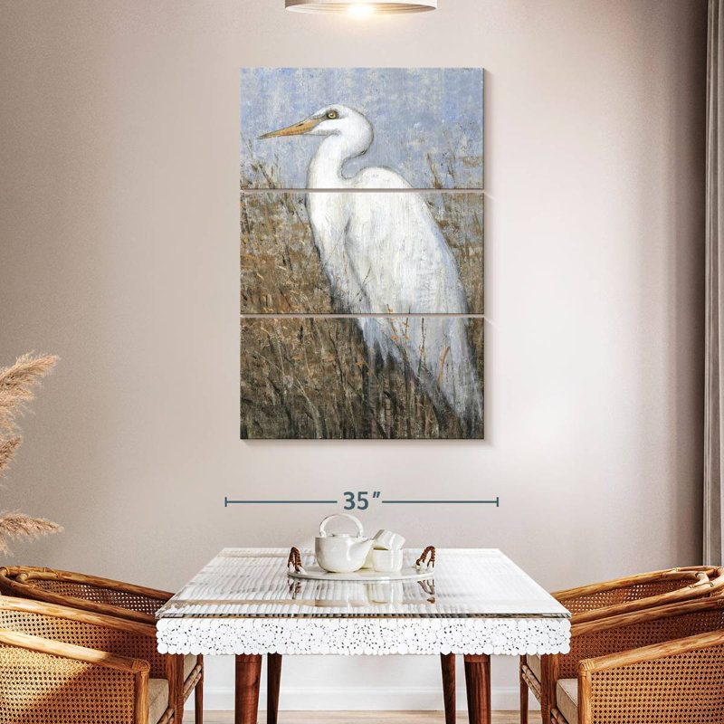 Brampt White Heron II, 50" H x 32" W