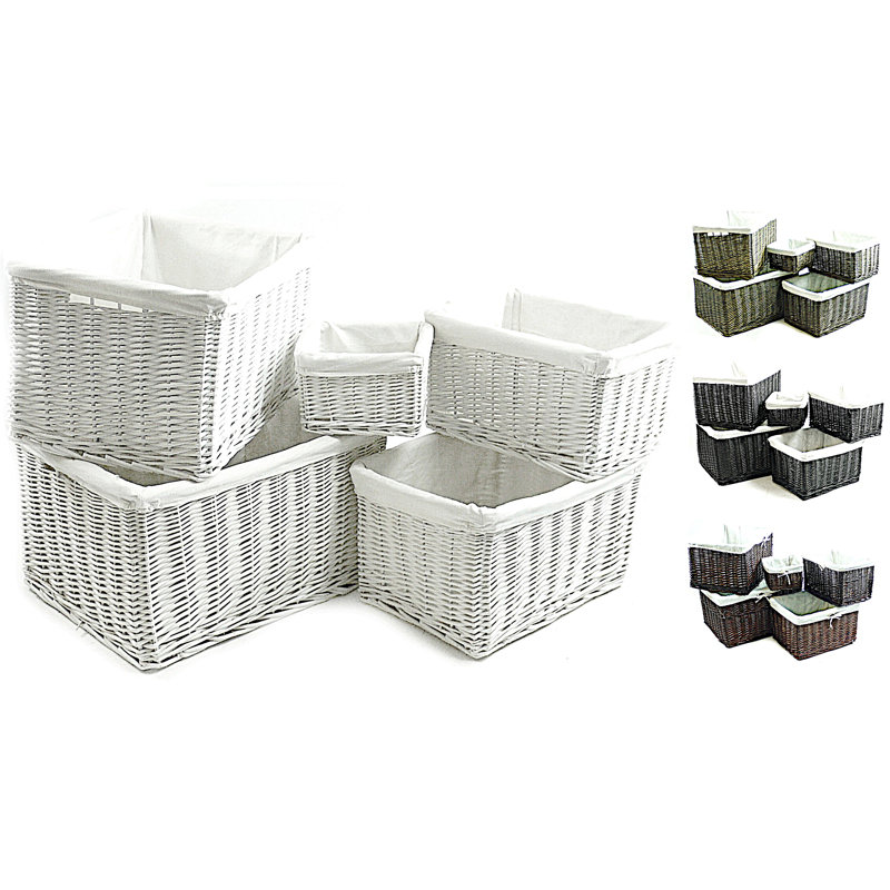 Brambly Cottage Wicker Decorative Basket, White, 29cm H x 52cm W x 38cm D