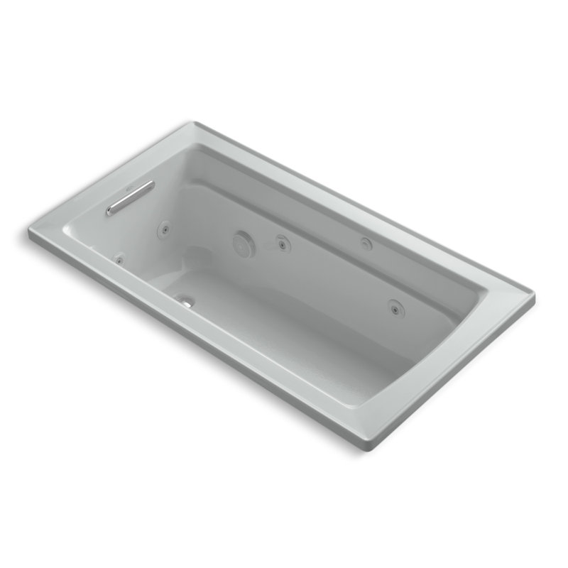 Archer 60" x 32" Drop In Whirlpool Acrylic Bathtub with Heater, Ice Grey
