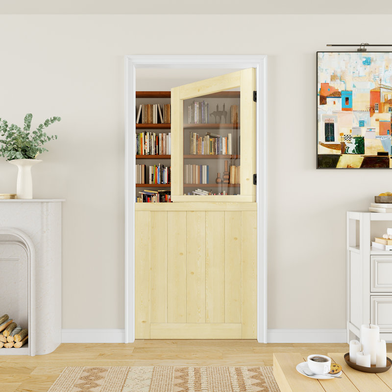 Porte semi-intérieure en bois de pin massif non fini 1 porte Lite, 36 po x 80 po