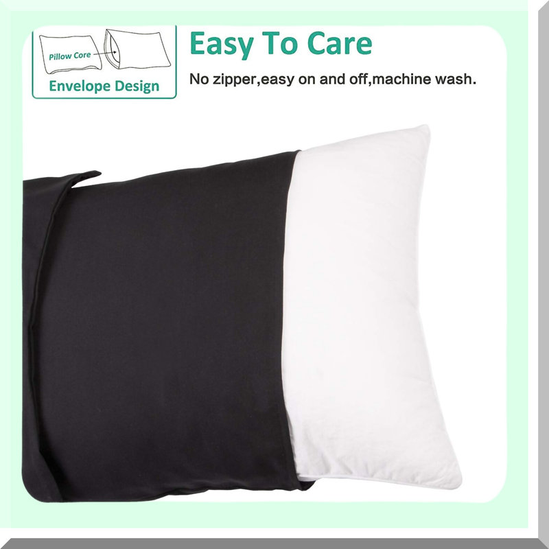 Black LuxeSoft Body Pillowcase - 20x54 Brushed Microfiber Cover, Wrinkle-Free & Stain-Resistant, Envelope Closure, Fade-Resistant, Soft & Cozy - Fits 20x54 Inch Pillow