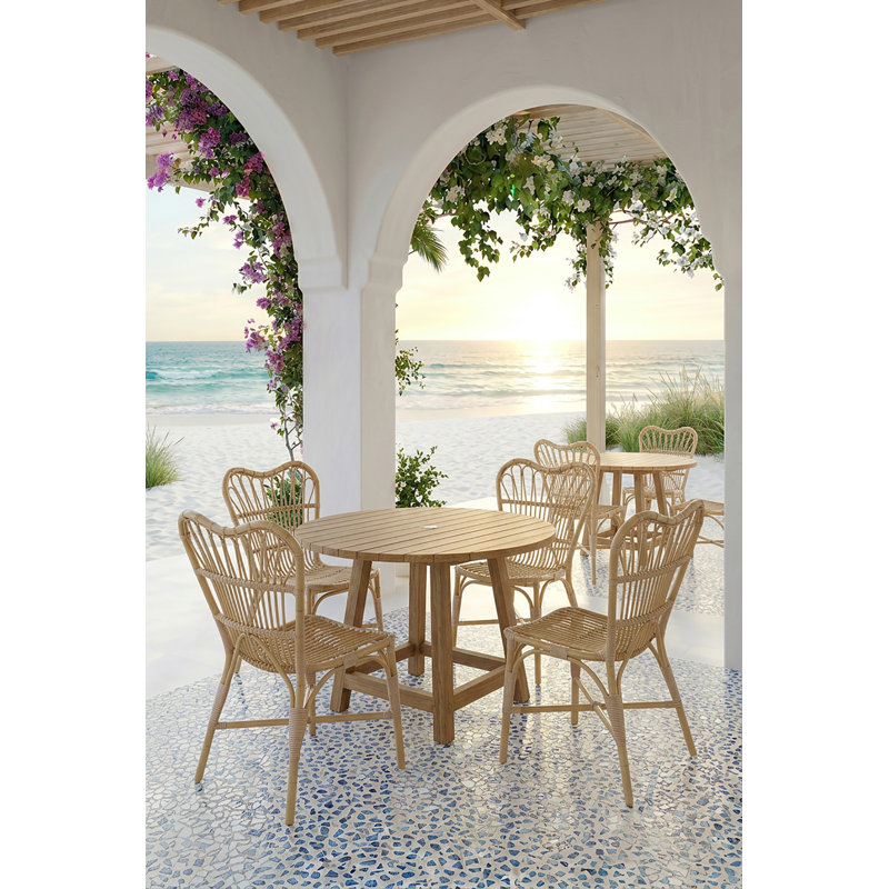 Table de salle à manger d'extérieur en teck George - Naturel, H 28,34 po x l 47,24 po x P 47,24 po