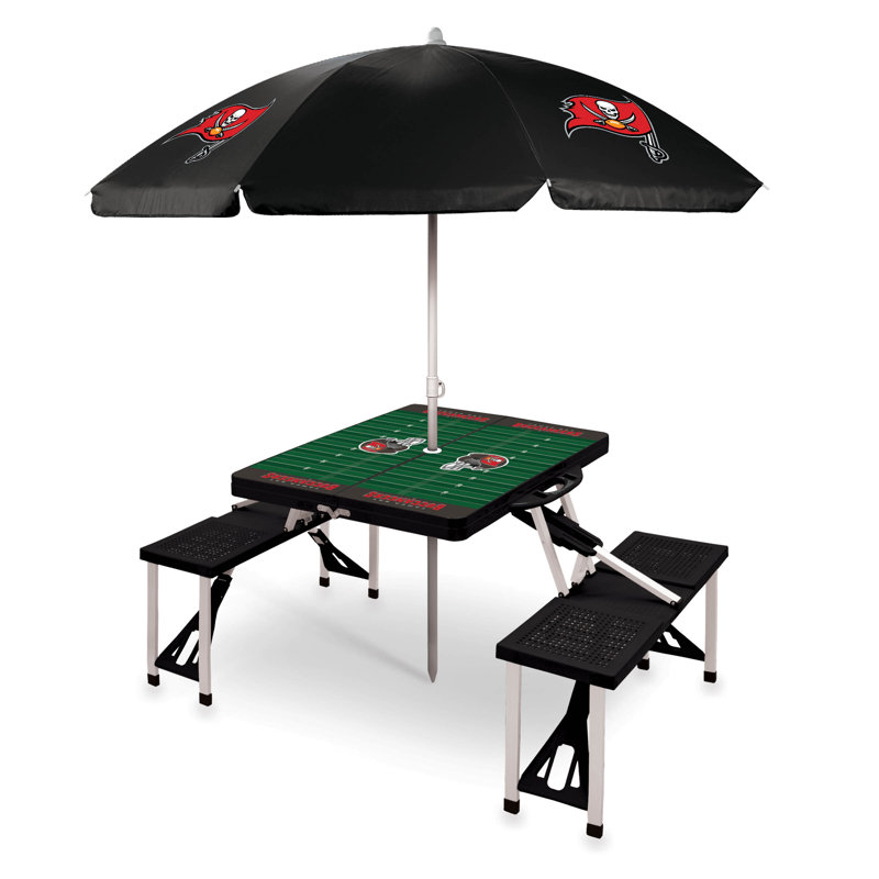 NFL Patio Dining Set with Rectangular Table, Detroit Lions, Black