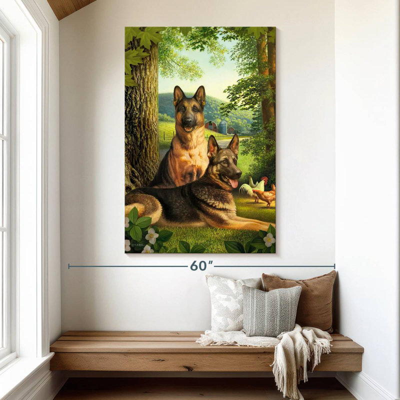 Brampt German Shepherds And Chickens, 51" H x 34" W