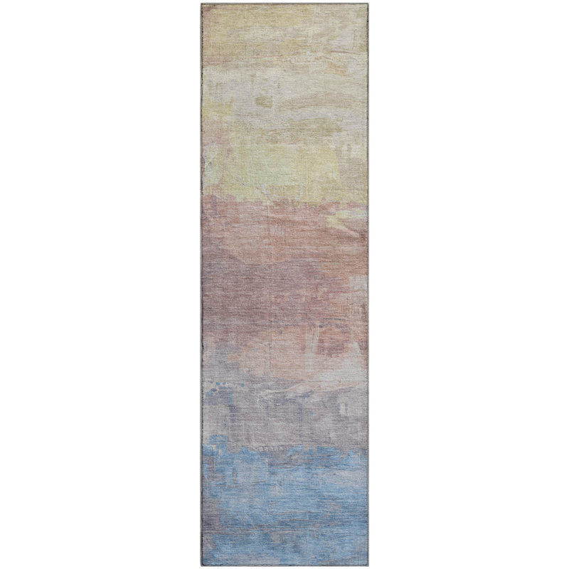 Premium Machine Washable Sykora AMF1473 Abstract Rug, Runner 2'3" x 7'6"