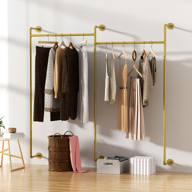Maggio 205Cm Wall Mounter Clothes Rack, Gold