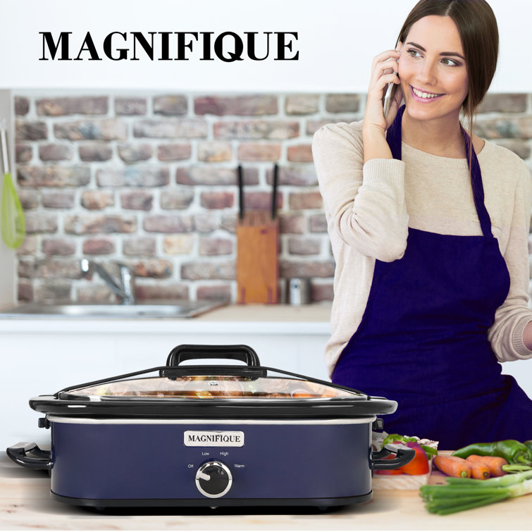 [NEW] MAGNIFIQUE Oval Digital Slow Cooker with Keep Warm Setting - Perfect  Kitchen Small Appliance for Family Dinners (Red Digital, 8 Qt)